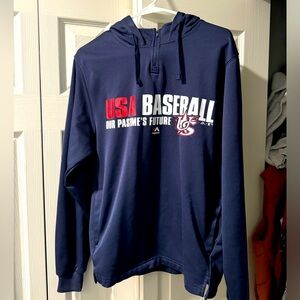 USA Baseball Men’s Quarter Zip Hoodie Hooded Sweatshirt Size Small